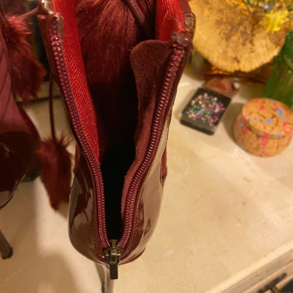 Multi-Fabric Burgundy Boots - Picture 3 of 12